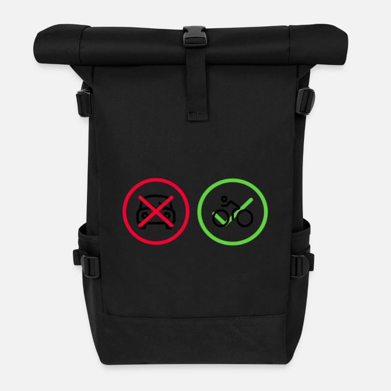 No Car Yes Bike Bicycle Car - Roll Top Backpack - black