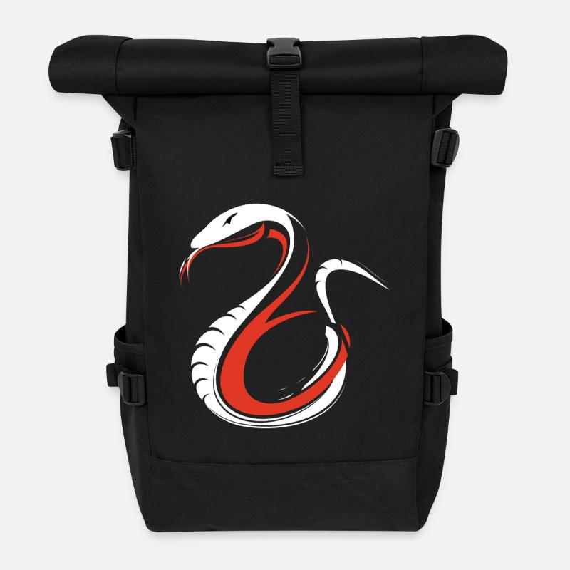 Weiße - rote giftige Schlange Geschenk - Rolltop Rucksack - Schwarz