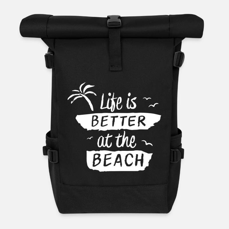 Life is better at the beach - Rolltop Rucksack - Schwarz