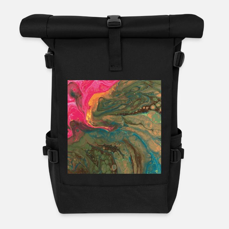 orchidée - Sac à dos roll top - noir