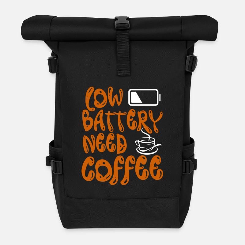 Battery Battery Coffee Morning Muffle Caffeine Gift - Roll Top Backpack - black