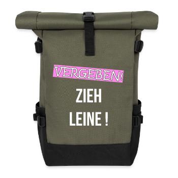 VERGEBEN ZIEH LEINE! BEZIEHUNG VERLIEBT Geschenk - Rolltop Rucksack - Olive/Schwarz - Vorne