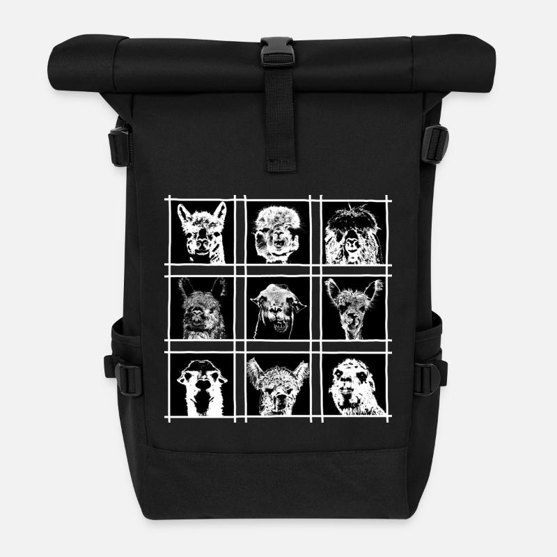 Lama Alpaca Alpaka Tiere Geschenk Idee - Rolltop Rucksack - Schwarz