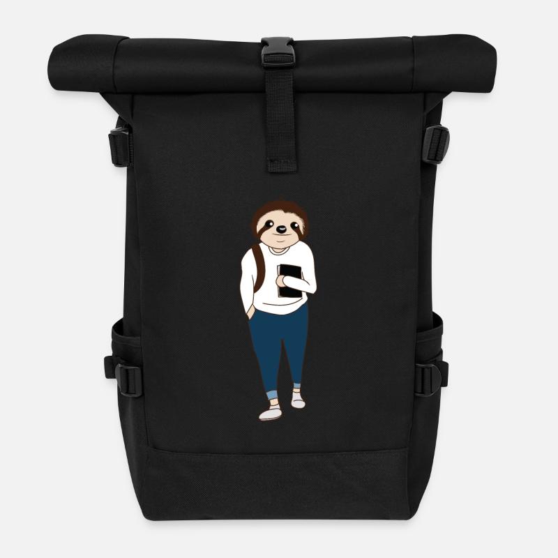 Sloth étudiant - fête - relax - Sac à dos roll top - noir