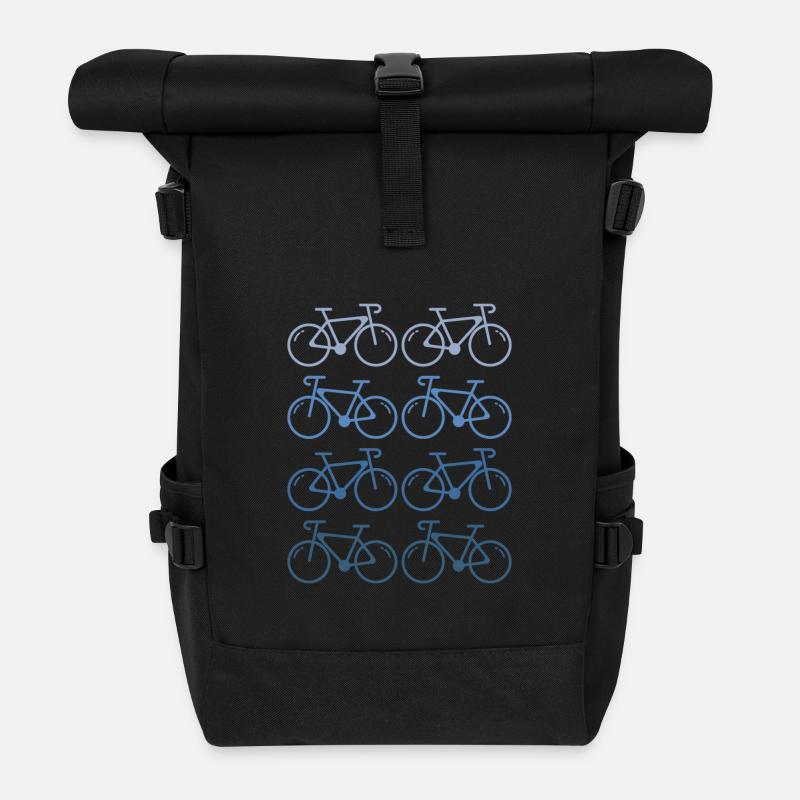 Fahrrad Motiv Blau Räder Radsport Geschenkidee - Rolltop Rucksack - Schwarz