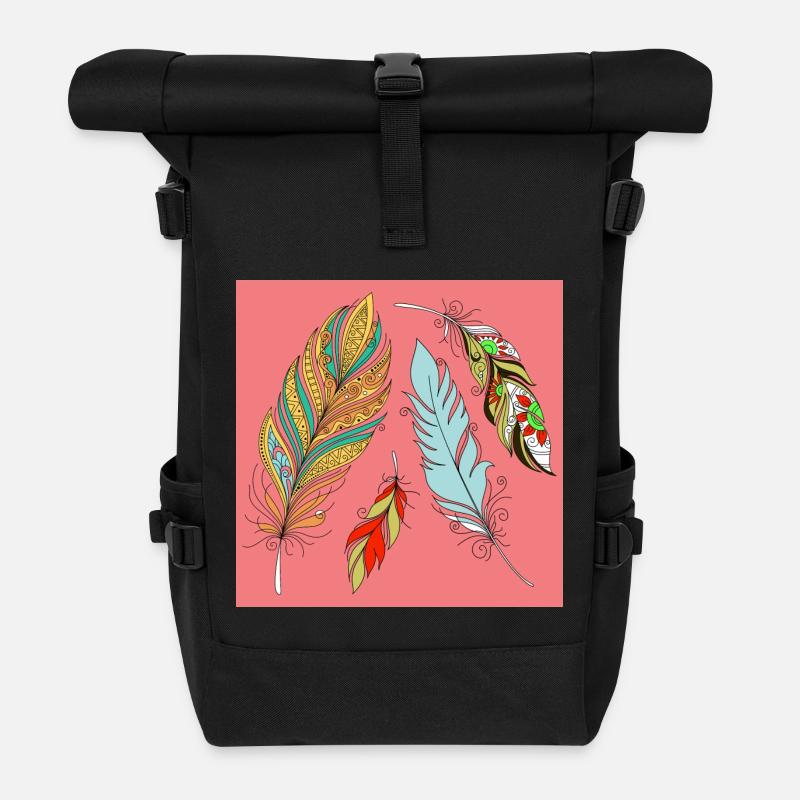 Federn - Rolltop Rucksack - Schwarz
