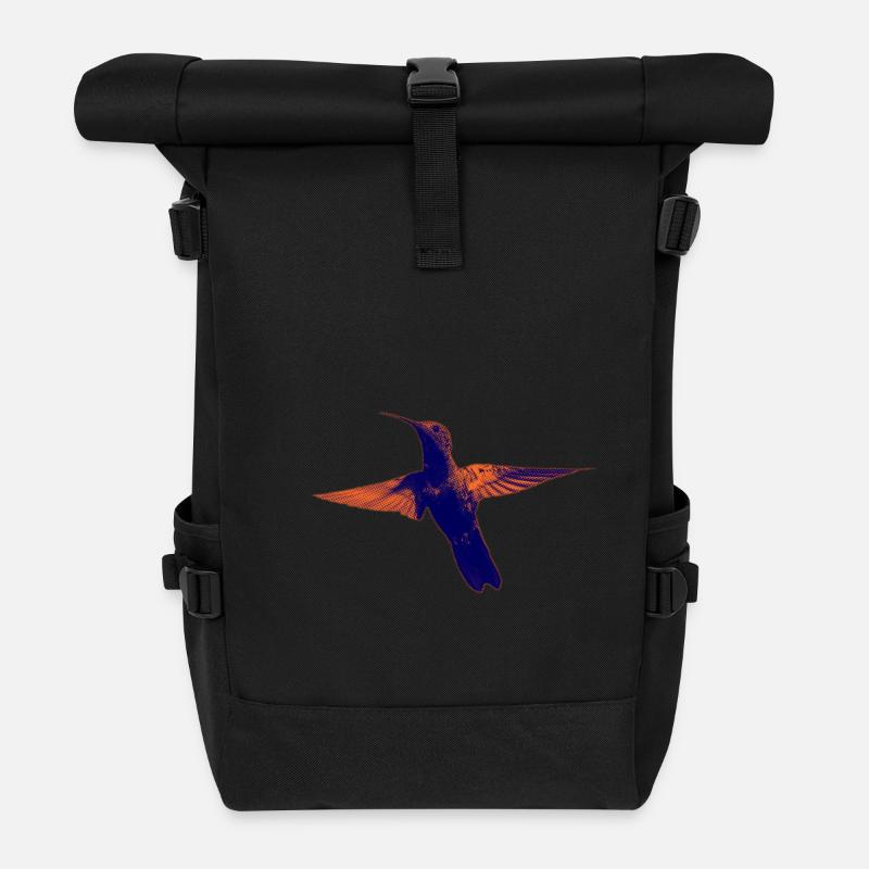 Hummingbird exotic art bird nature fly cool - Roll Top Backpack - black