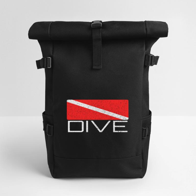 Dive | Conception de plongée avec drapeau de plongée pour les plongeurs Sac à dos roll top