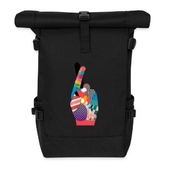 Les doigts croisent dans le style pop-art - Sac à dos roll top - noir - Devant