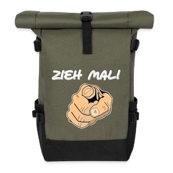 Zieh mal am Finger - Rolltop Rucksack - Olive/Schwarz - Vorne