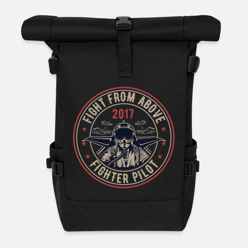 Fight From Above - Roll Top Backpack - black