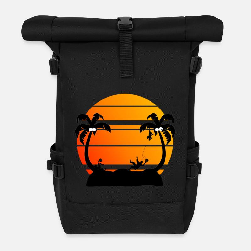 Tropische Affeninsel - Rolltop Rucksack - Schwarz