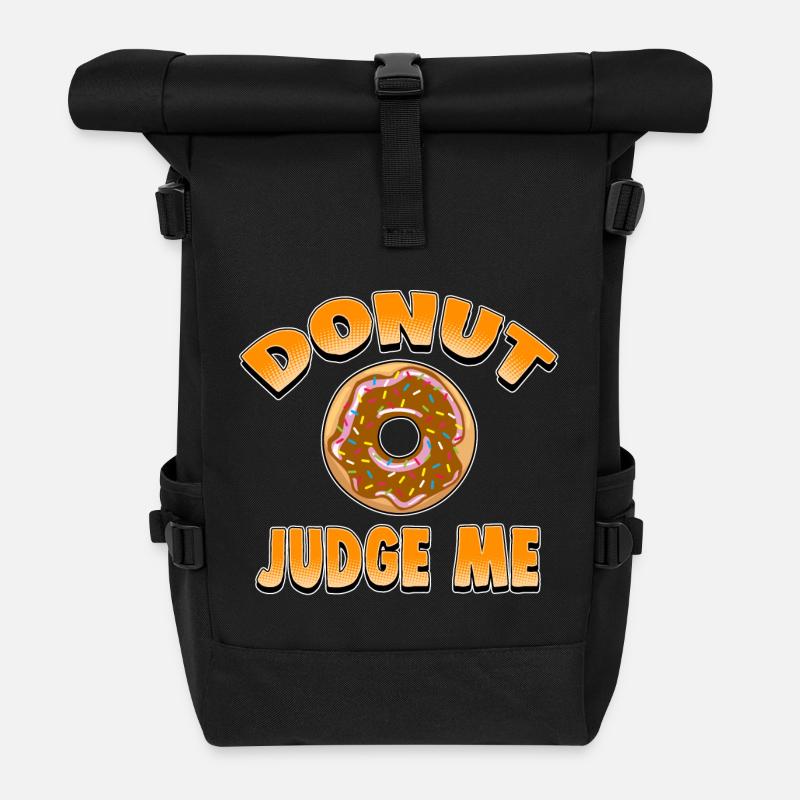 Cool donut party shirt. - Roll Top Backpack - black