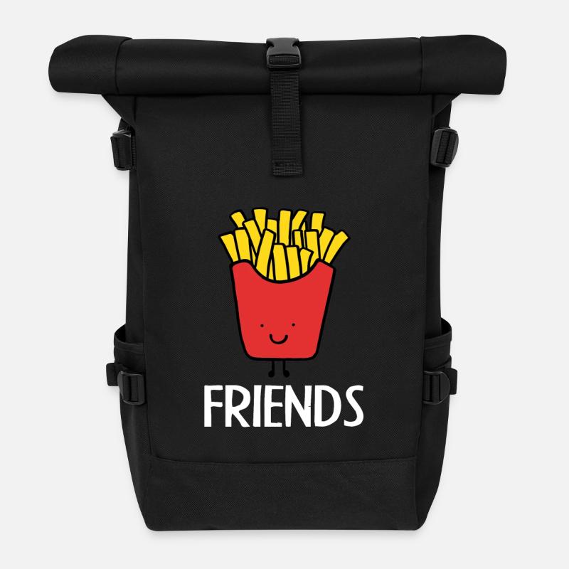 Best Friends, Beste Freunde, Partnershirt, Pommes - Rolltop Rucksack - Schwarz