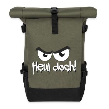 Heul doch! Böser Blick - Rolltop Rucksack - Olive/Schwarz - Vorne