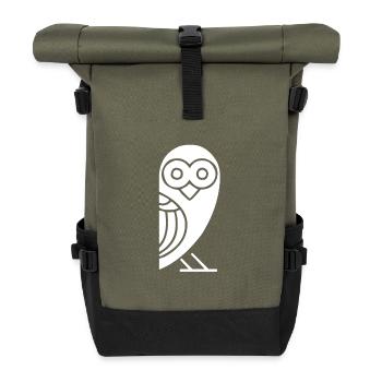 Eule big eyes - Rolltop Rucksack - Olive/Schwarz - Vorne