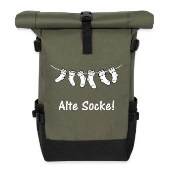 Alte Socke Sockenkranz - Rolltop Rucksack - Olive/Schwarz - Vorne