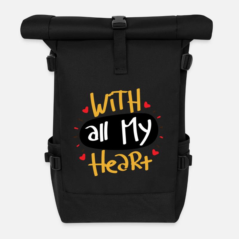 De tout mon coeur - Sac à dos roll top - noir