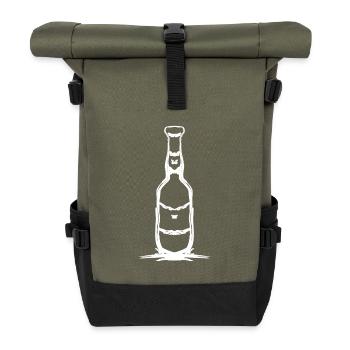 Einfaches Flaschen-Design In weiß - Rolltop Rucksack - Olive/Schwarz - Vorne