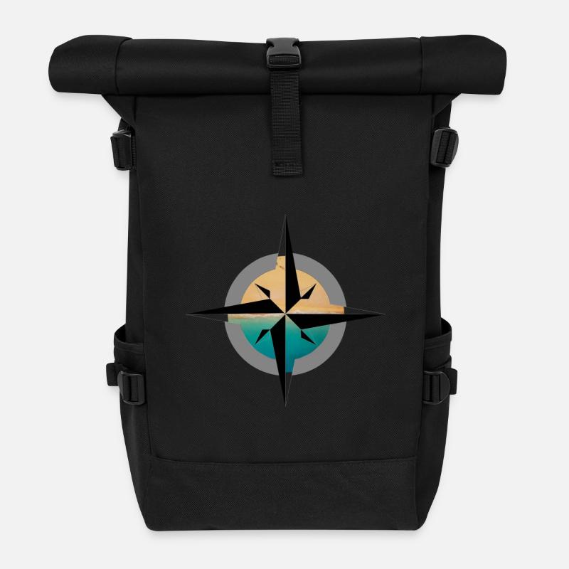 Kompass Urlaub Süden - Rolltop Rucksack - Schwarz