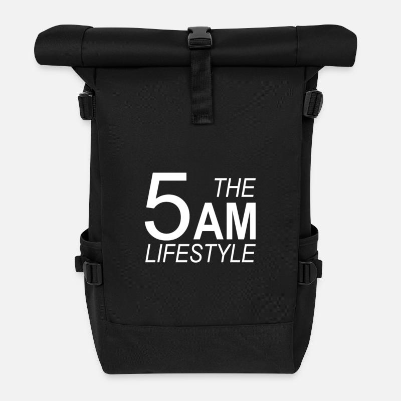 Der 5 Uhr Lebensstil - Rolltop Rucksack - Schwarz
