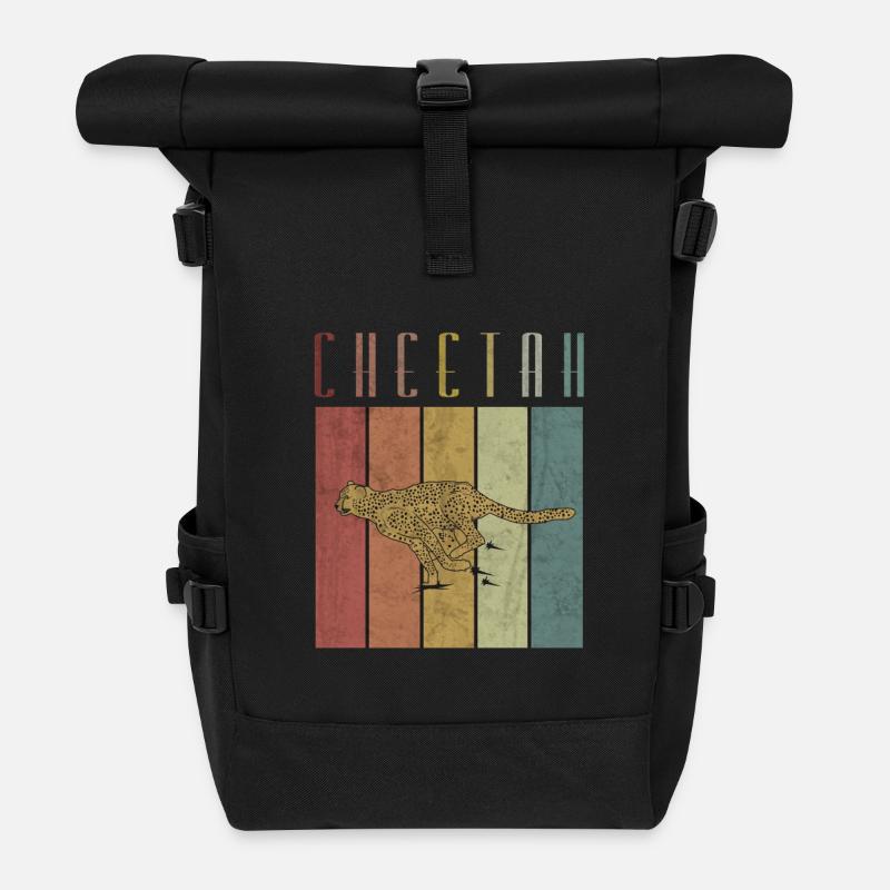Gepard Wildnis Tier Großkatze - Rolltop Rucksack - Schwarz