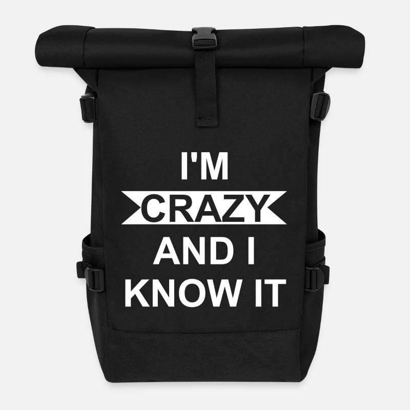 Verrückt - Rolltop Rucksack - Schwarz