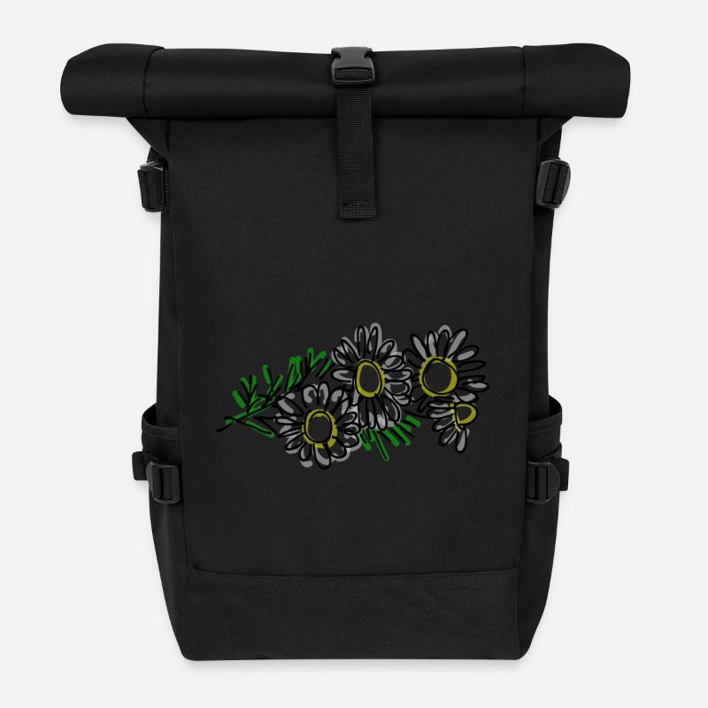 chamomile - Roll Top Backpack - black