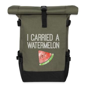 I carried a watermelon - Roll Top Backpack - olive/black - Front
