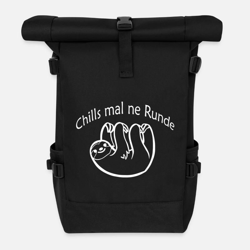 Chills mal ne Runde mit dem Faultier, Geschenkidee - Rolltop Rucksack - Schwarz
