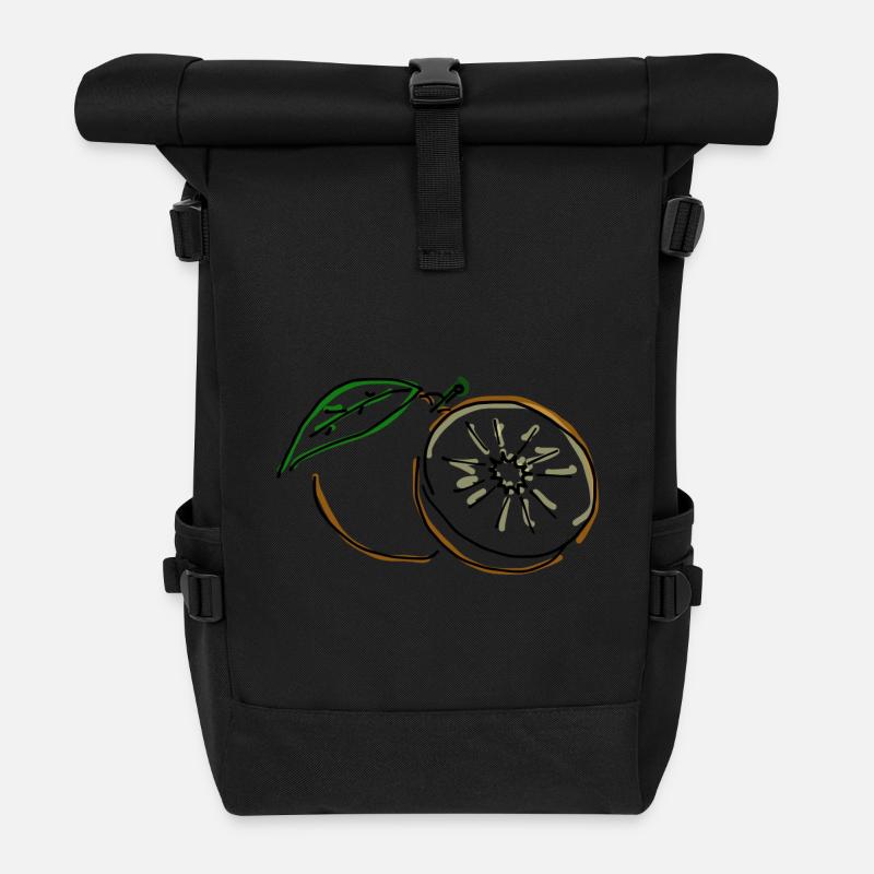 orange - Roll Top Backpack - black