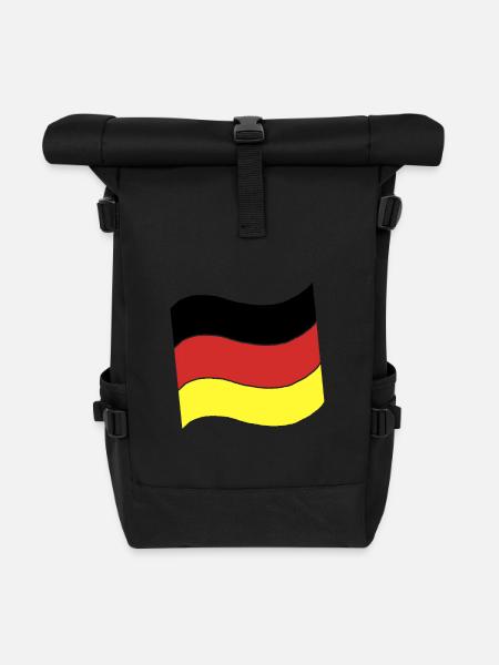 Deutschlandflagge - Rolltop Rucksack - Schwarz