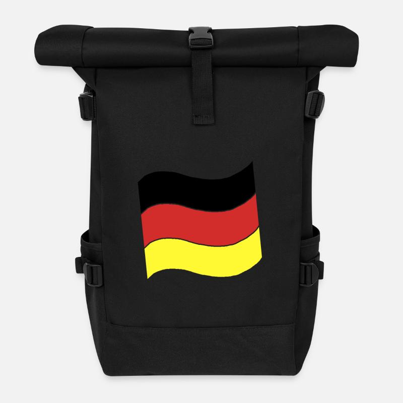 Deutschlandflagge - Rolltop Rucksack - Schwarz