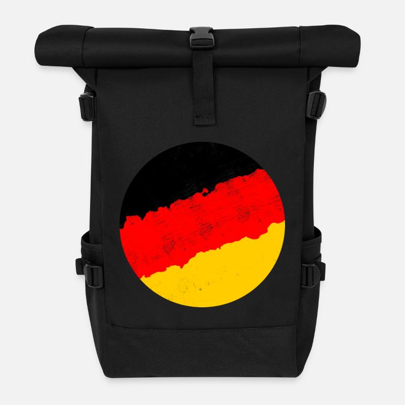 Deutschlandflagge - Rolltop Rucksack - Schwarz