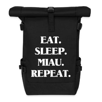 Eat. Sleep. Miau. - Rolltop Rucksack - Schwarz - Vorne