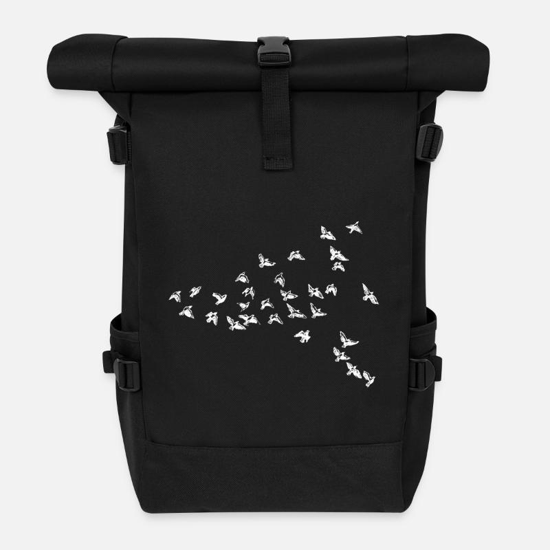 Vögel - Rolltop Rucksack - Schwarz