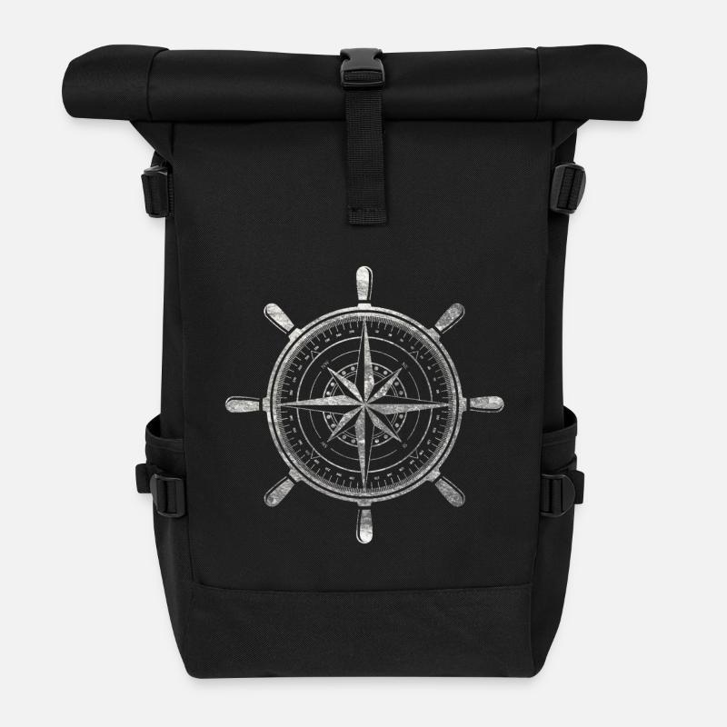 Kompass Grunge - Rolltop Rucksack - Schwarz