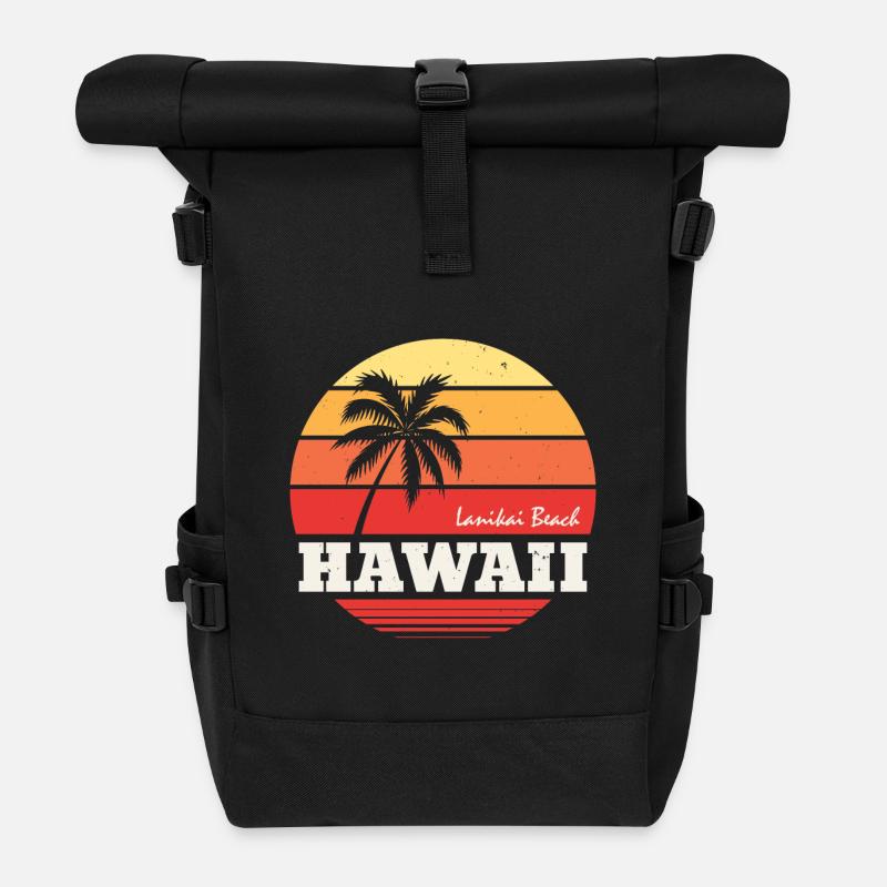 Vintage Hawaii Transparent - Rolltop Rucksack - Schwarz