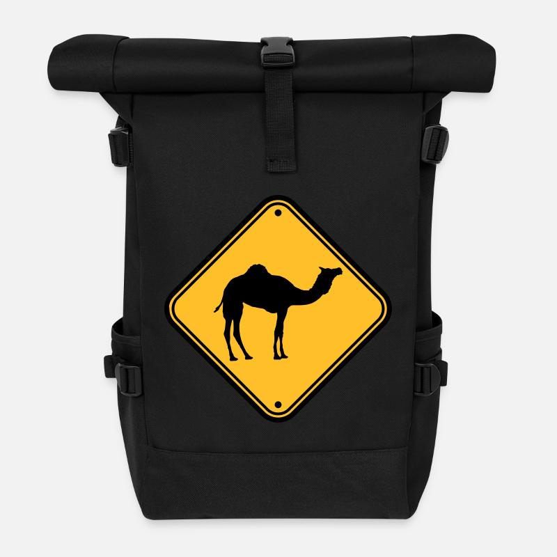schild warnung gefahr achtung vorsicht hinweis kam - Rolltop Rucksack - Schwarz