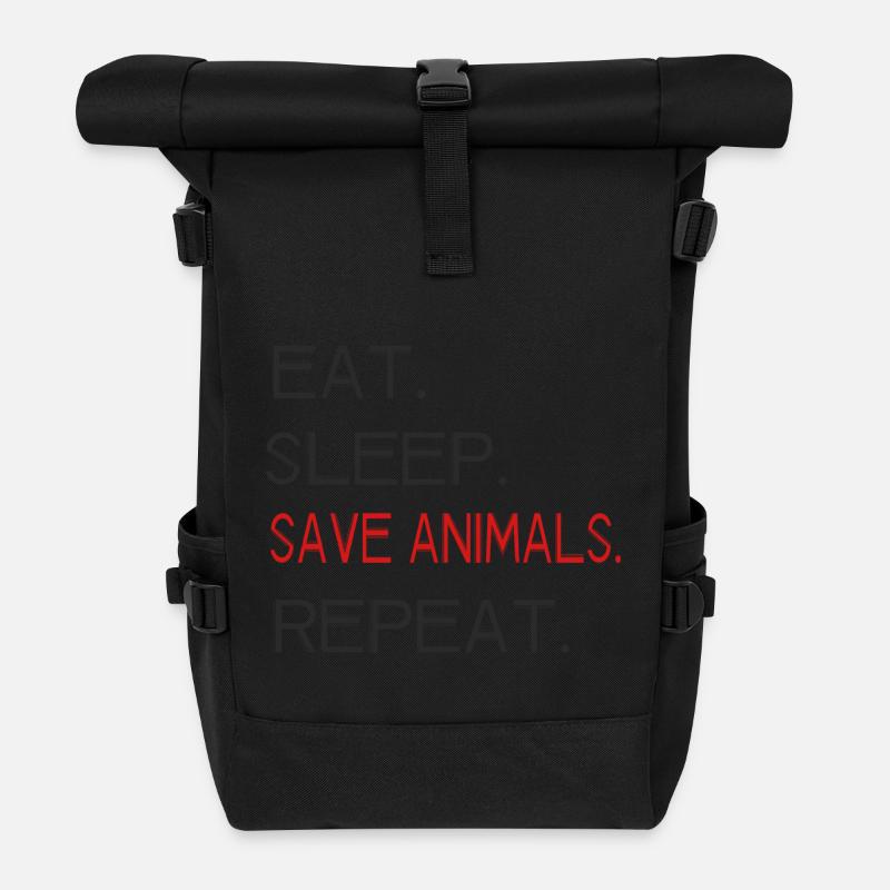 Animal welfare - Eat. Sleep. Save Animals. Repeat. - Roll Top Backpack - black