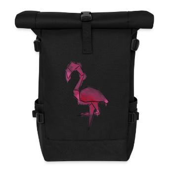 Flamingo im trendigen Wasserfarben-Look - Rolltop Rucksack - Schwarz - Vorne