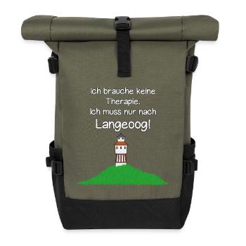 Ich muss nur nach Langeoog! - Rolltop Rucksack - Olive/Schwarz - Vorne