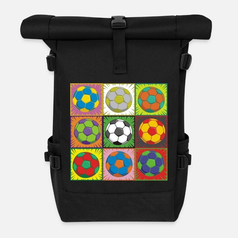 Soccer (Football) Pop Art - Roll Top Backpack - black