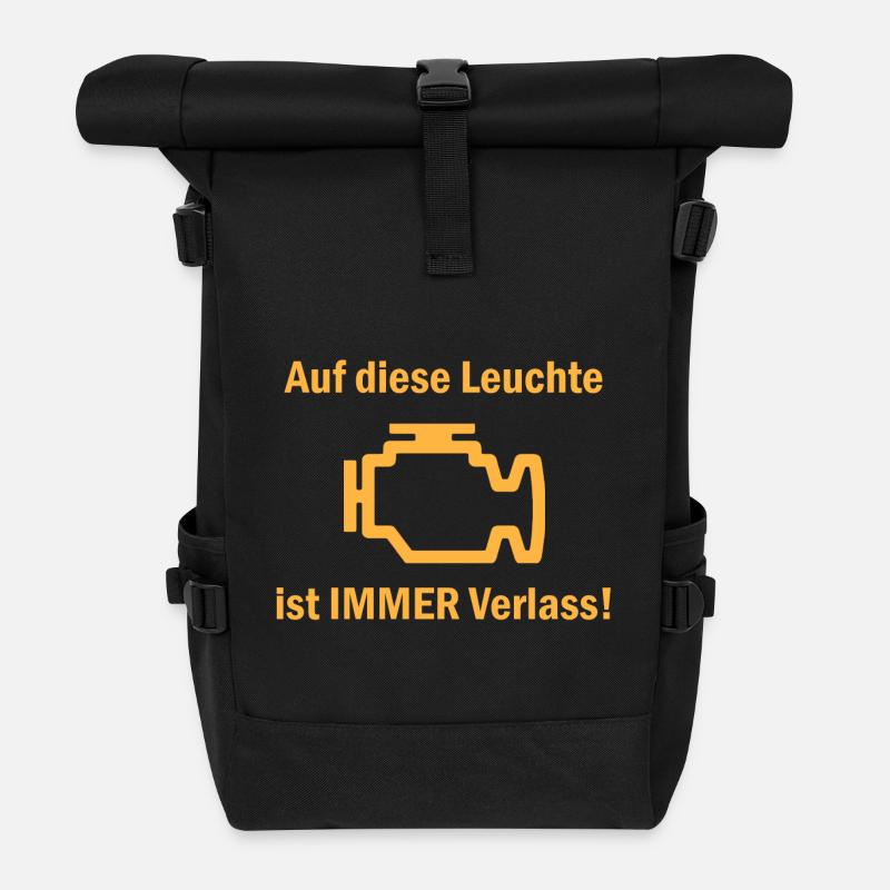 Motorkontrollleuchte - Rolltop Rucksack - Schwarz