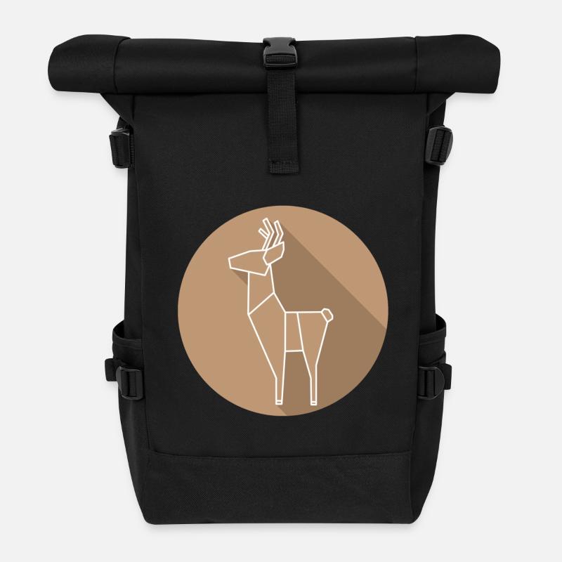 deer - Roll Top Backpack - black