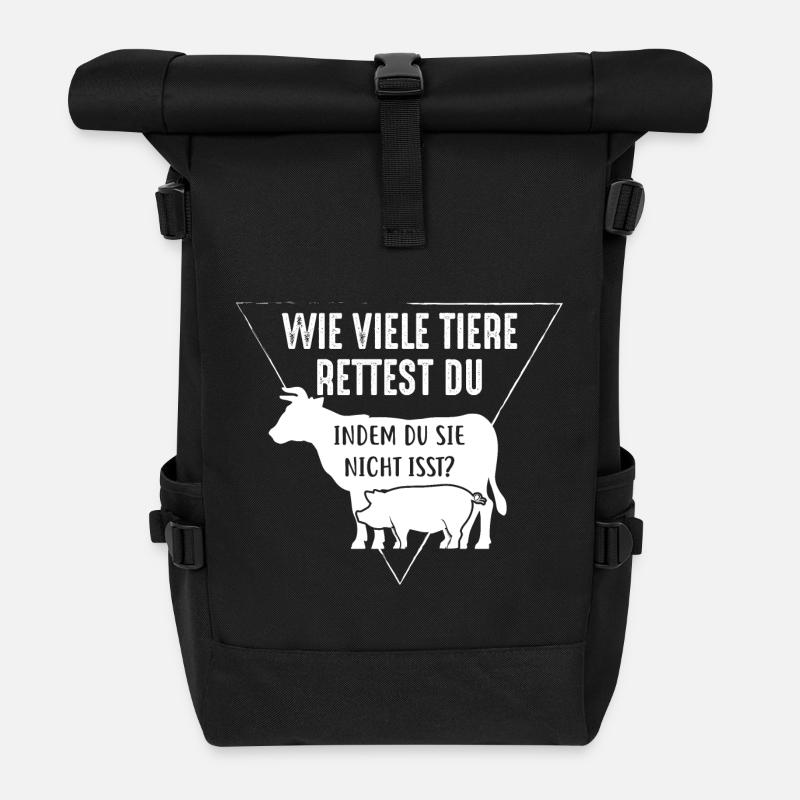 Tierschutz - Wie viele Tiere rettest du? - Rolltop Rucksack - Schwarz