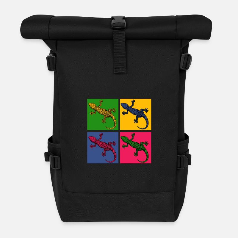Eidechse - Rolltop Rucksack - Schwarz