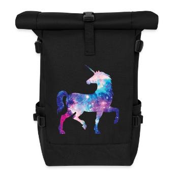 Galaxy Einhorn - Rolltop Rucksack - Schwarz - Vorne