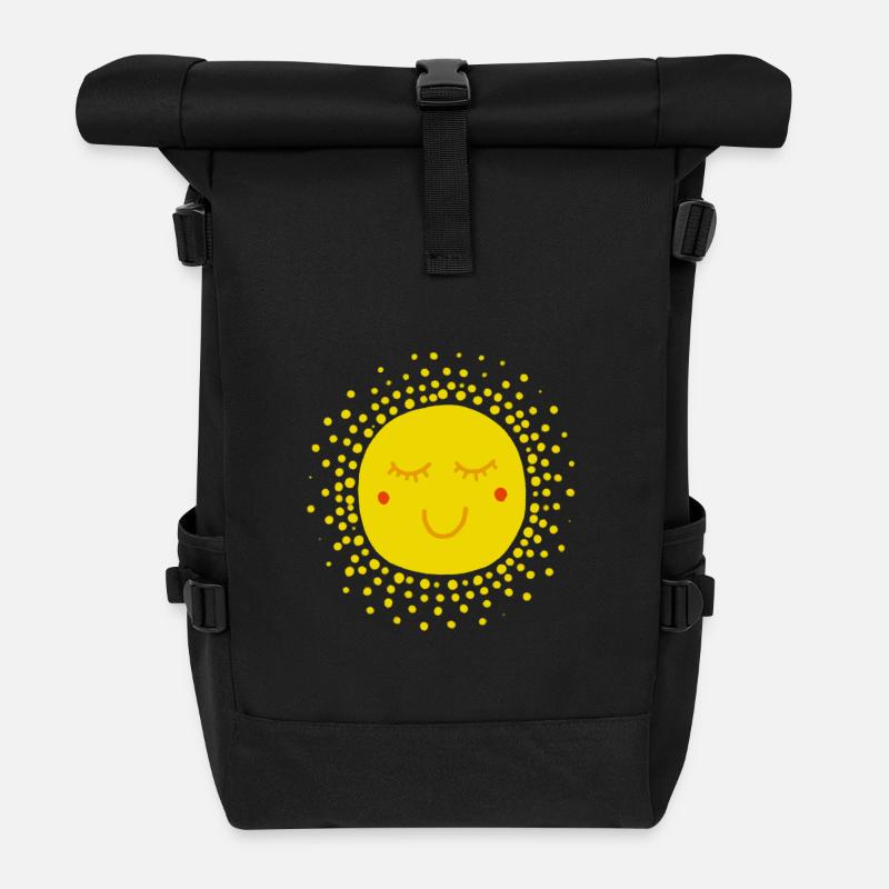 Fröhliches Sonnenmotiv Sommer Sonne Geschenk - Rolltop Rucksack - Schwarz