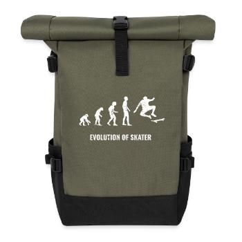 Skater Skateboard Sport Strasse Rollen cool Evolut - Rolltop Rucksack - Olive/Schwarz - Vorne